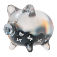 Frax Share FXS Clear Glass piggy bank with decreasing piles of crypto coins png
