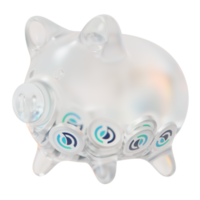 Horizen ZEN Clear Glass piggy bank with decreasing piles of crypto coins png