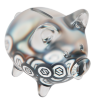 IOST IOST Clear Glass piggy bank with decreasing piles of crypto coins png