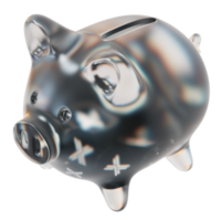 Immutable X IMX Clear Glass piggy bank with decreasing piles of crypto coins png