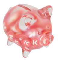 Kava KAVA Clear Glass piggy bank with decreasing piles of crypto coins png