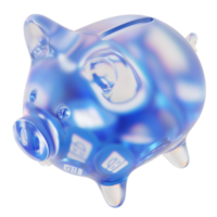 Mask Network MASK Clear Glass piggy bank with decreasing piles of crypto coins png