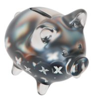 Nexo NEXO Clear Glass piggy bank with decreasing piles of crypto coins png