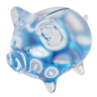 Oasis Network ROSE Clear Glass piggy bank with decreasing piles of crypto coins png