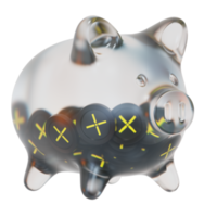 pundi x pandix klar Glas Schweinchen Bank mit abnehmend Haufen von Krypto Münzen png