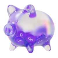 SingularityNET AGIX Clear Glass piggy bank with decreasing piles of crypto coins png