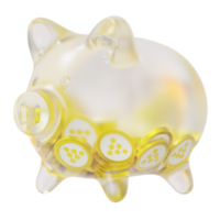 iExec RLC RLC Clear Glass piggy bank with decreasing piles of crypto coins png