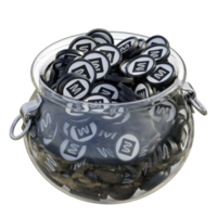 Mina in 3D crypto coin saving bank with stack coins on isolated background. save money financial earning management cost reduction deposit economy glass pot 3d render. illustration png