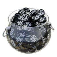 MobileCoin MOB in 3D crypto coin saving bank with stack coins on isolated background. save money financial earning management cost reduction deposit economy glass pot 3d render. illustration png