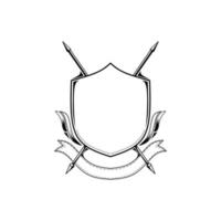 shield with spear black white vector