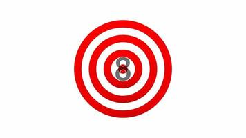 4K Video countdown timer with dartboard animation white background