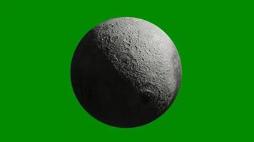 lune phases - hémisphère laps de temps rendu vidéo, lune rotation sur vert écran