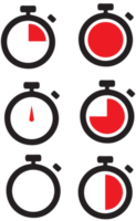 Timers icon set. Countdown timer symbol. Timer. Stopwatch collection on transparent background png