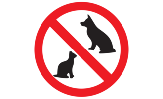 Haustier nicht erlaubt - - Hunde nicht erlaubt - - Katzen nicht erlaubt Symbol auf transparent Hintergrund png