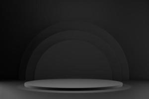 3d rendering of white circle podiums on dark background. photo