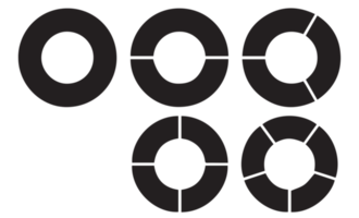 Fractions pie divided for math icon on transparent background png