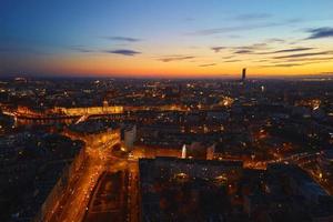 Wroclaw city at night, aerial view photo