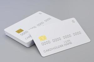 3d render of realistic credit card on gray background photo