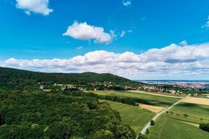 Sleza mountain landscape. Aerial view of mountains with forest. photo