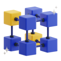 ilustración 3d de cadena de bloques png