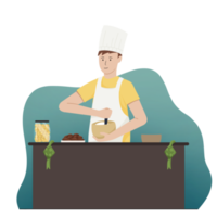 man is cooking, Flat ramadan illustration png