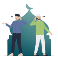 two men are talking on the phone, Flat ramadan illustration png