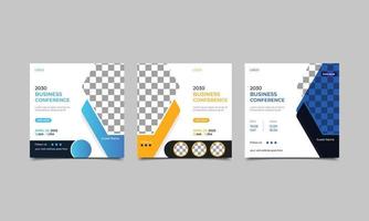 Business Conference social media post square banner design. Business webinar invitation design and online business conference banner template. vector