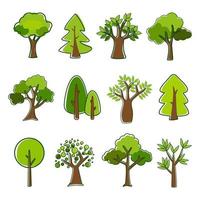 Collection of trees. tree set isolated on white background. vector illustration.