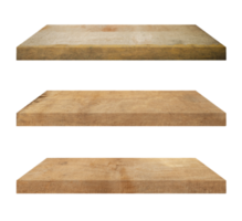 3 antiguo madera estantería mesa aislado en transparente antecedentes. png realista diseño elemento.