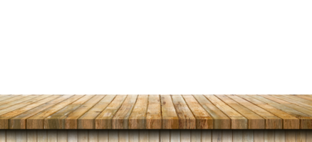 Empty old wood table on isolate on transparent background. Png realistic design element.