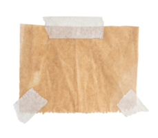 Brown paper with stick tape isolated on transparent background. Png realistic design element.