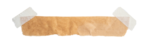 Brown paper with stick tape isolated on transparent background. Png realistic design element.