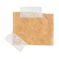 Brown paper with stick tape isolated on transparent background. Png realistic design element.