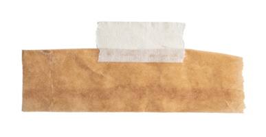 Brown paper with stick tape isolated on transparent background. Png realistic design element.