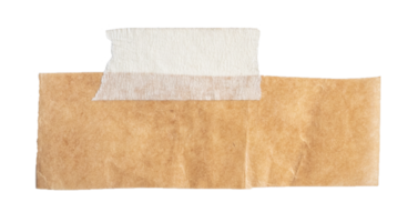 Brown paper with stick tape isolated on transparent background. Png realistic design element.