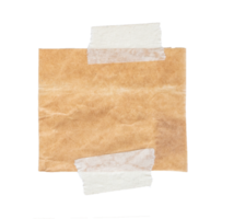 Brown paper with stick tape isolated on transparent background. Png realistic design element.