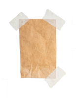 Brown paper with stick tape isolated on transparent background. Png realistic design element.