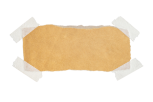 Brown paper with stick tape isolated on transparent background. Png realistic design element.