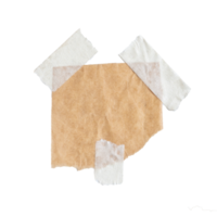 Brown paper with stick tape isolated on transparent background. Png realistic design element.