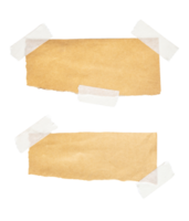 Brown paper with stick tape isolated on transparent background. Png realistic design element.