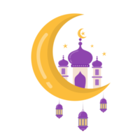 Crescent Moon with Mosque png