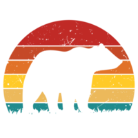 Grizzly bear  Retro Sunset Design template png