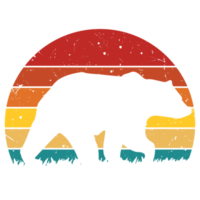 grizzly Björn retro solnedgång design mall png