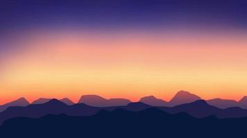Sunset silhouette landscape of mountain vector illustration background