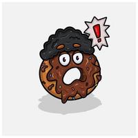 Character Cartoon of Chocolate Donut With Shocked Expression. With Simple Gradients. vector