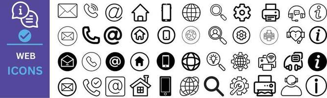 Contact icon set. Thin line Contact icons set. Contact symbols - Phone, mail, fax, info, e-mail, support... vector