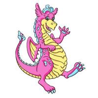 Pink cute dragon. vector