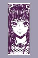 Cute girl in anime style. vector