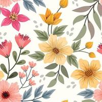 Colorful hand draw flowers design seamless pattern for fabric textile wallpaper wrap paper. vector