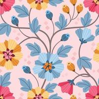 Abstract colorful flowers design seamless pattern. vector